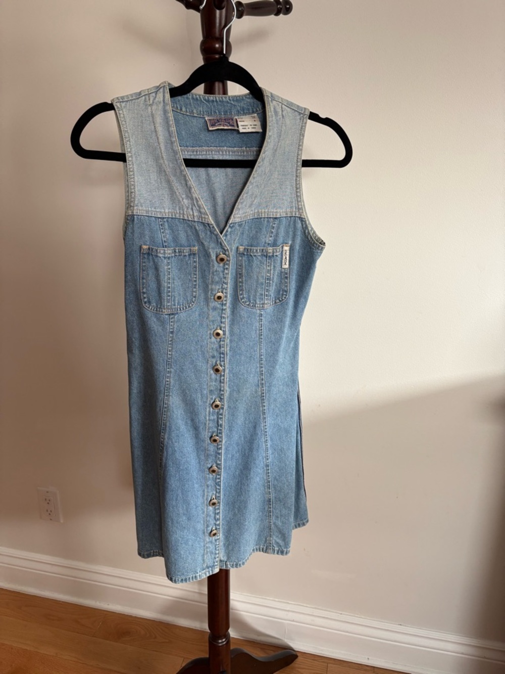 Nevada Button-Front Light Blue Denim Dress